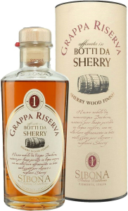 Граппа Sibona, Grappa Riserva Sherry Wood Finish, in tube, 0.5 л