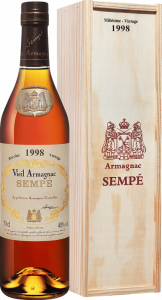 Арманьяк Armagnac Sempe, Millesime, Armagnac AOC, 1998, wooden box, 0.7 л