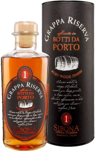 Граппа Sibona, Grappa Riserva Port Wood Finish, in tube, 0.5 л