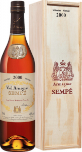 Арманьяк Armagnac Sempe, Millesime, Armagnac AOC, 2000, wooden box, 0.7 л