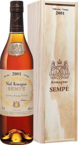 Арманьяк Armagnac Sempe, Millesime, Armagnac AOC, 2001, wooden box, 0.7 л