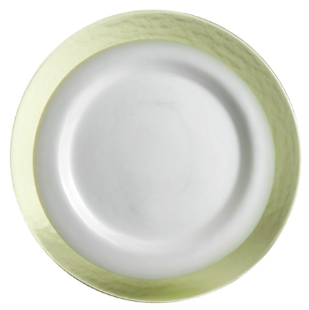 Тарелка Zafferano, "Strip", Glass plate apple-green/white