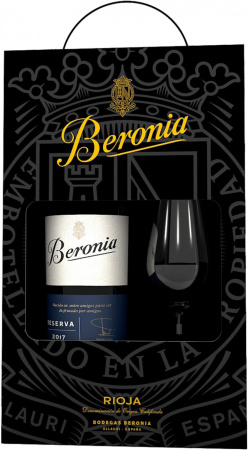 Вино "Beronia" Reserva, Rioja DOC, 2017, gift box with glass