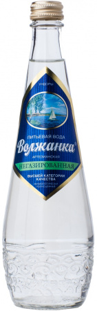 Вода "Волжанка" негазированная, в стеклянной бутылке, 0.5 л