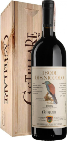 Вино Castellare di Castellina, "I Sodi di San Niccolo", Toscana IGT, 2016, wooden box