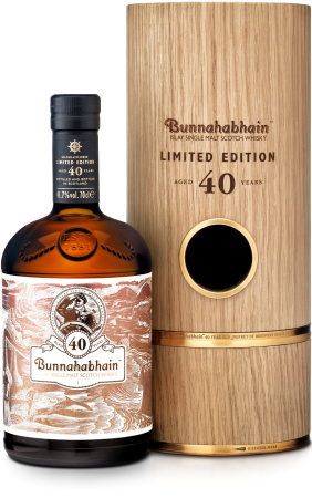 Виски Bunnahabhain Aged 40 years, Limited Edition, wooden tube, 0.7 л